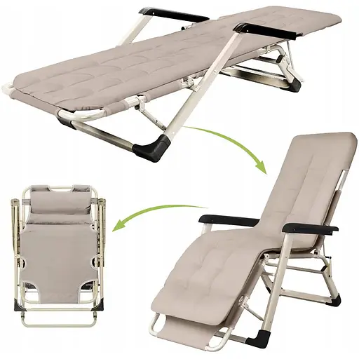 Шезлонг садовий OldBro KRUMAD багатофункціональний складний з подушкою - фото 1