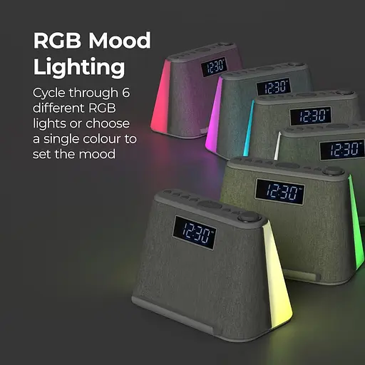 Будильник i-box Bedside, будильник з бездротовою зарядкою, Bluetooth-динамік, FM-радіо, бездротовий зарядний пристрій Qi - фото 4