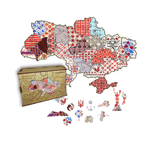 Пазл деревяний Україна Вишивана, А2, Картонна коробка 300+ елементів
