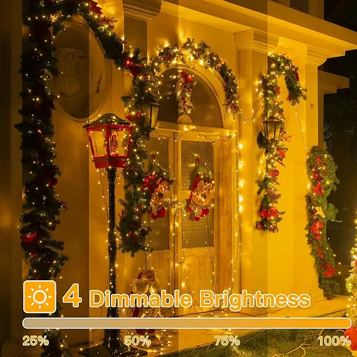 Уличные рождественские сказочные огни - 12 м 120 теплых светодиодов, подключаемый/удаленный/таймер, вечеринка в помещении - фото 6