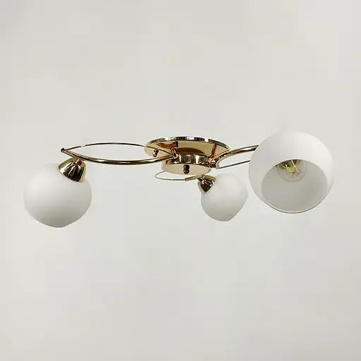 Золота люстра на 3 білих плафони | Арт. 91061/3 GD | Line F - фото 1