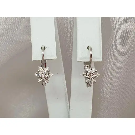 Золотые серьги с бриллиантами. 214176 - фото 2