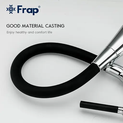 Змішувач для кухні Frap F4044 з гнучким виливом 2 режими чорний/хром Чорний матовий - фото 5