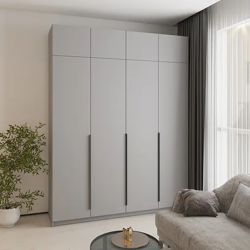 Шафа 4-дверна з антресоллю MebelStar Оскар ДСП BL-B, 4 додаткові полиці 200x52x260 см Сіра мишка (MBS-5106) - фото 1