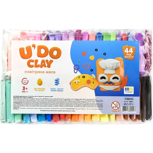 Набір для творчості Strateg U'DO Clay 264 г (6 г x 44 шт.) (30901) - фото 1