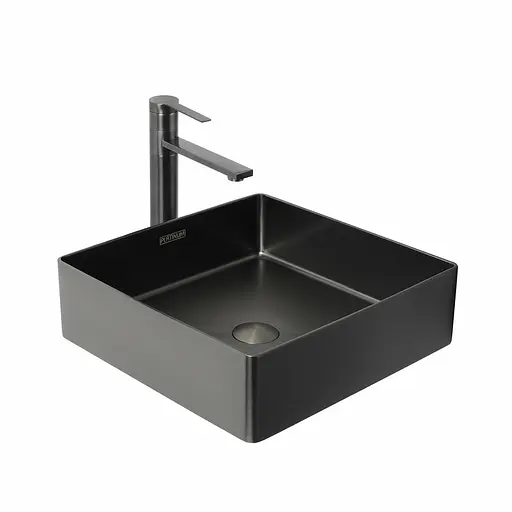 Умивальник Platinum Handmade PVD чорний 400x400 мм з нержавіючої сталі, Чорний - фото 4