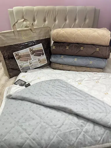 Набор Дивандеки белый из велюра, комплект накидок для дивана и кресел 3 предмета - фото 1