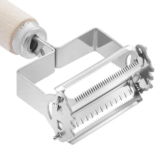 Нож для очистки экономка + шинковка для овощей и корейской морковки стальная двухсторонняя 17 см, Master Class Бежевый 84900 - фото 8