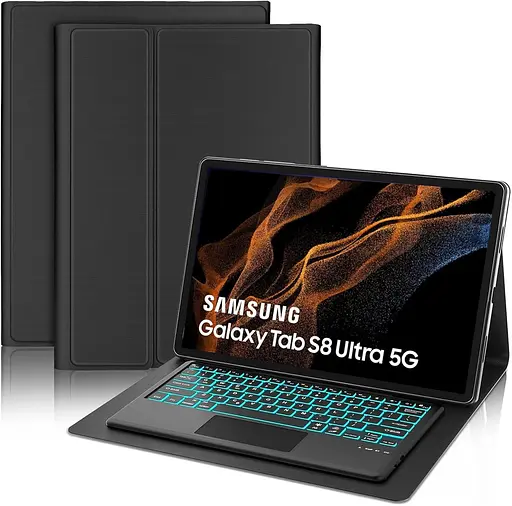 Чехол для клавиатуры FOGARI Samsung Galaxy Tab S8 Ultra 14,6'' | Клавиатура трекпада с 7-цветной подсветкой для Samsung