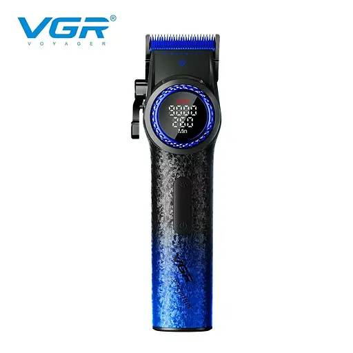 Машинка для стрижки VGR V-001 Blue (10 насадок) 4600 mAh LED дисплей - фото 2