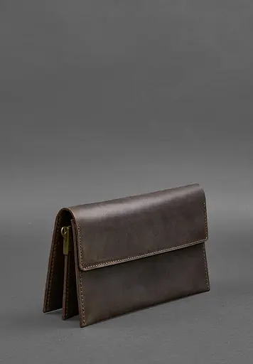 Шкіряний чоловічий клатч-барсетка 3.0 темно-коричневий Crazy Horse - фото 5