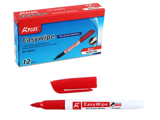 Набор маркеров Beifa для белой доски, 100200-RD, красный, 12 шт. в упаковке