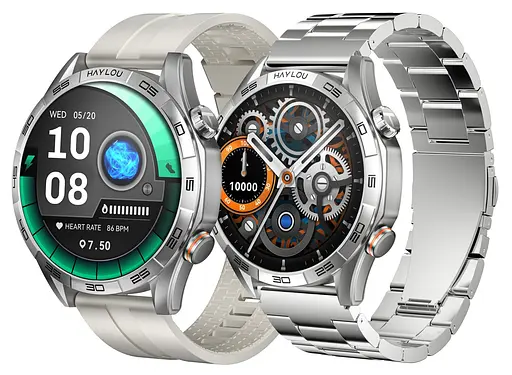 Умные часы Haylou Solar 5 (LS20) (2 ремешки Silicone + Stainless steel) серебристые - фото 2