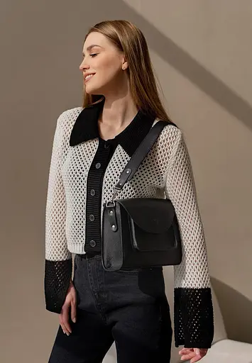 Жіноча шкіряна сумка Liv чорна - фото 3