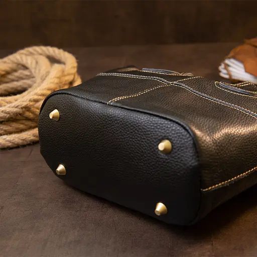 Кожаная сумка на молнии женская Vintage 25х27х5 см sum0013986 - фото 7