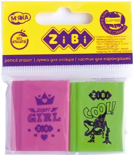 Ластик Книжка, 30x25x8 мм, 2 шт. у упаковці, 4 шт.