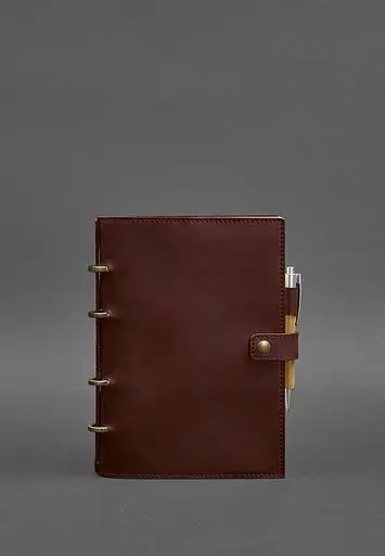 Шкіряний блокнот з датованим блоком (Софт-бук) 9.1 бордовий Crazy Horse - фото 2