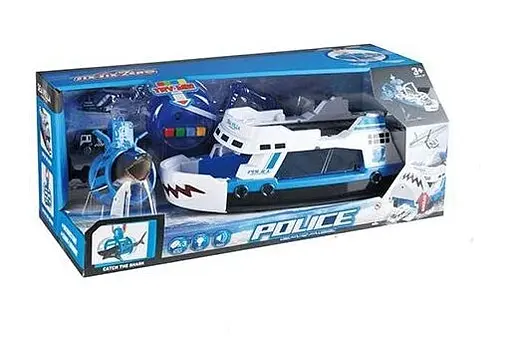 Корабль 660 S-01 "Полиция", катер, акула, транспорт, свет, звук, в коробке (6946613589331) - фото 1