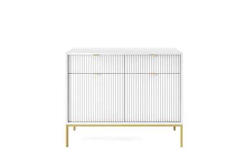 Комод Perfect Home Новая/Nova 2-дверный с 2 ящиками и золотыми ножками KSZ104 Белый (PFH-091217) - фото 4