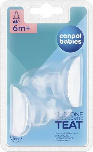 Набор силиконовых сосок к бутылочкам с узким отверстием анатомических 2 шт средняя - фото 1