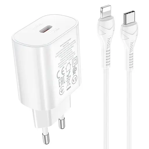 МЗП Hoco N22 Jetta PD25W (1USB-C) + кабель Type-C to Lightning Білий