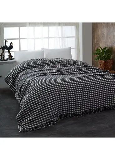 Плед-покривало Cotton TURComFor бавовна чорно-білий двоспальний 180х230 см TC303376067 - фото 1