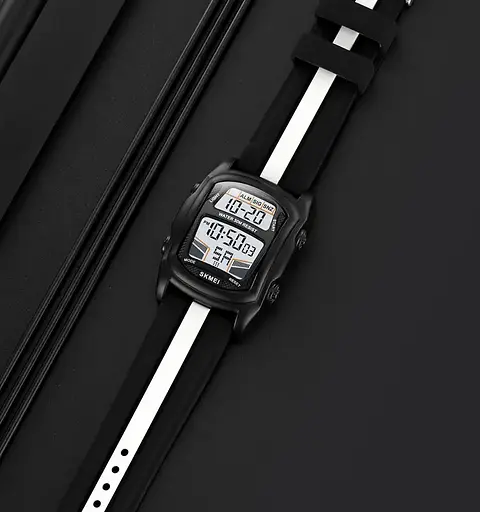 Часы наручные мужские Skmei 2203 (Черный с белым) - фото 5