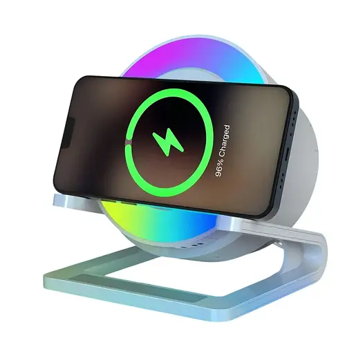 Нічник з Bluetooth-динаміком, 5 режимами освітлення і бездротовим зарядним пристроєм