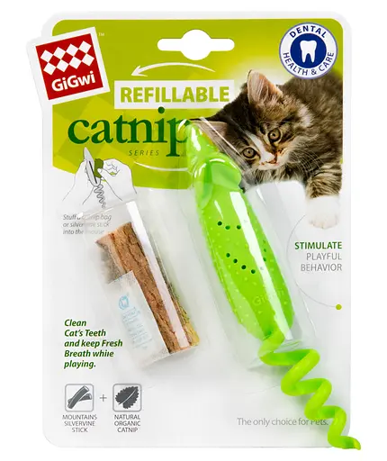 Іграшка для котів Мишка гумова GiGwi Refillable Catnip, гума, 16,5 см - фото 2