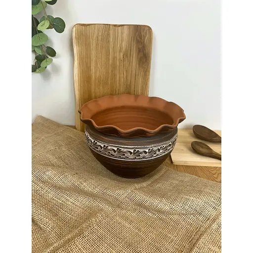 Макітра хвиля керамічна (глиняна) Ангоб 3.5 л 