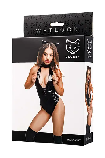 Боді Glossy Kitti Wetlook S (чорний) - фото 8