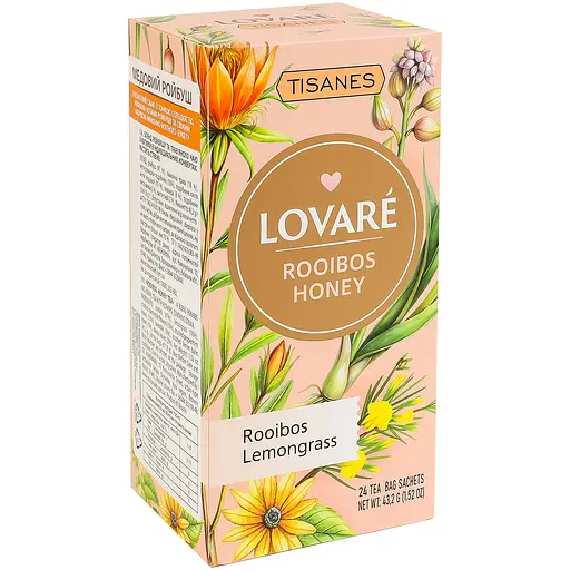Чай Lovare Rooibos honey ройбуш з травами 24 пакетика