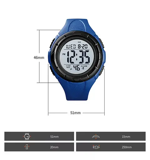 Чоловічий спортивний годинник Skmei 1535 Dive (Синій) - фото 7