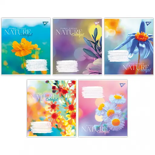 Зошити учнівські 96 аркушів лінія Yes Nature colorful, 5 шт. в упаковці