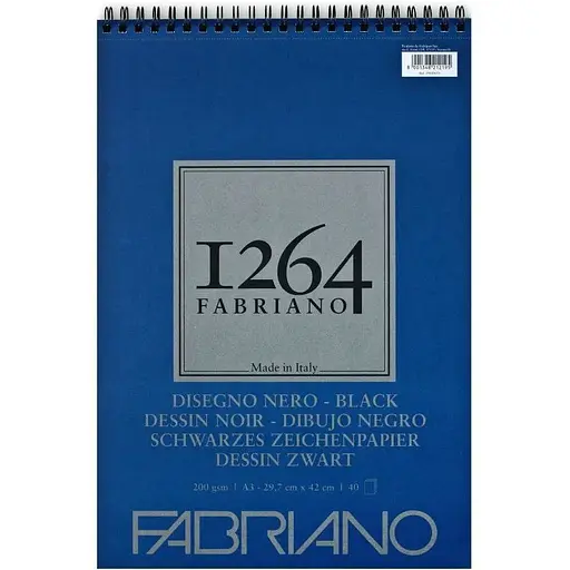 Альбом для рисунку Fabriano на спіралі 1264 А3 (29.7х42 см) 200г/м2 40л чорний папір - фото 1