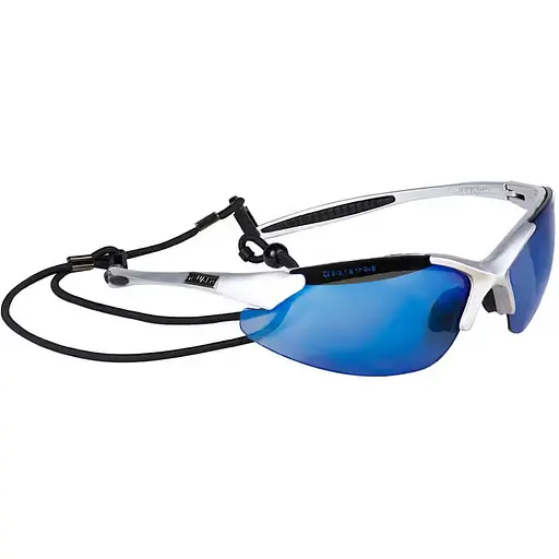 Очки DeWalt Infinity голубые зеркальные поликарбонатные с мягкими резиновыми накладками на скобках и носодержателями (DPG90S-7D) - фото 3