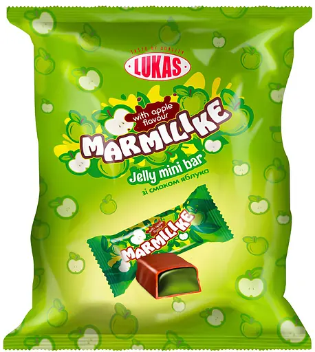 Конфеты Lukas Marmilike глазированные желейные со вкусом яблока 1 кг - фото 2