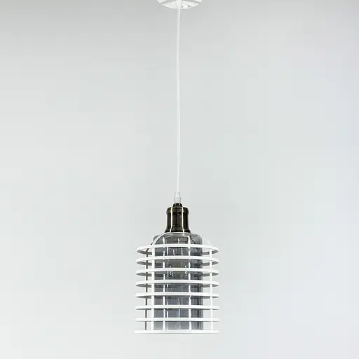 Підвіс в стилі Лофт у білому корпусі Line.F Колір плафона Янтарний - фото 1