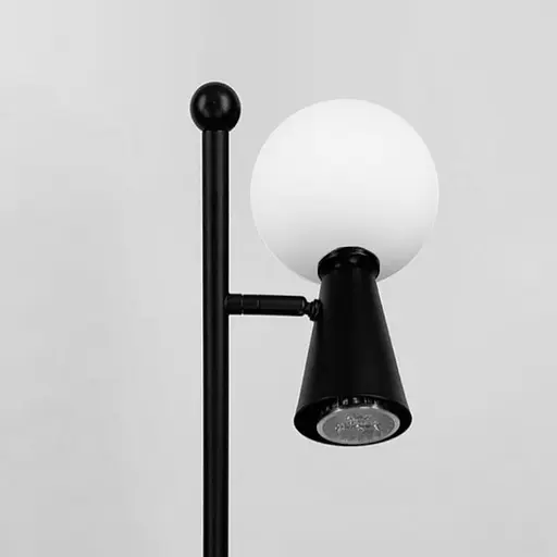 Чорний торшер ABELINA з білим плафоном на два джерела світла Line.F YG 8006-2L BK+WT - фото 2