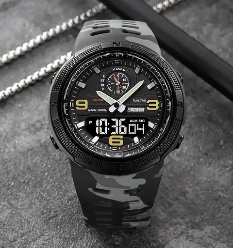 Чоловічий спортивний годинник Skmei 1655 (Сірий камуфляж) - фото 4
