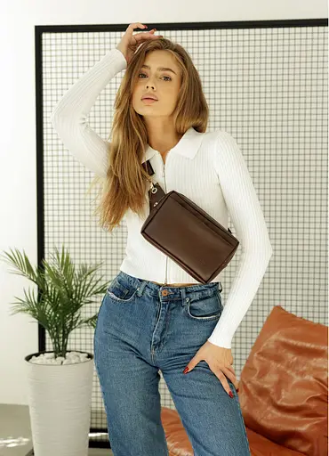 Женская сумка бананка Sambag HARVI шоколадная 24 × 16 × 6 см (88213020) - фото 1