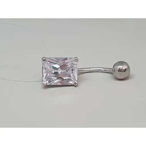 Серебряная серьга для пирсинга пупка с фианитами. 7028.1С - фото 2