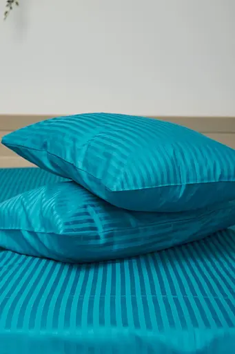 Комплект постільної білизни Moon&Star King Size 220x240 наволочки 4х70х70 Turkish Blue Satin Stripe - фото 6