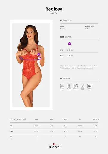 Боді Obsessive Rediosa L/XL червоний - фото 7