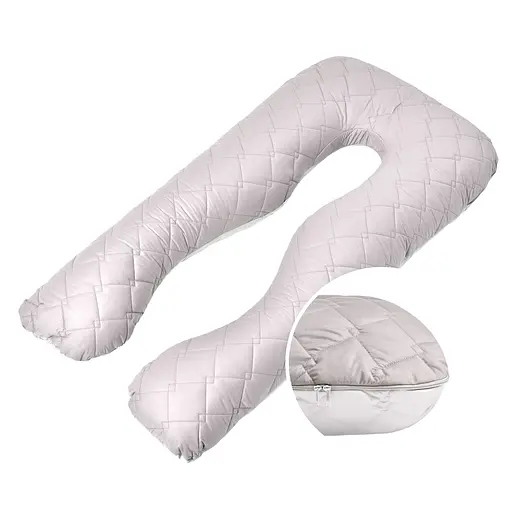 Наволочка на П-подушку İdeia с стежкой для беременных и отдыха 140х75х20 см (8000030029_св.серая/белая) - фото 2