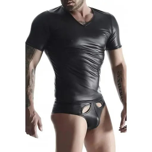 Футболка Regnes Fetish Planet wetlook otwartym S (чорний)