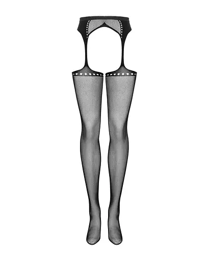 Сетчатые чулки-стокинги со стрелкой Obsessive Garter stockings S314 черные имитация гартеров S/M/L - фото 5