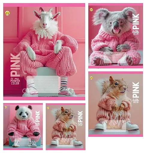 Тетради ученические 18 листов клетка Тверда Pink Power, 20 шт. в упаковке