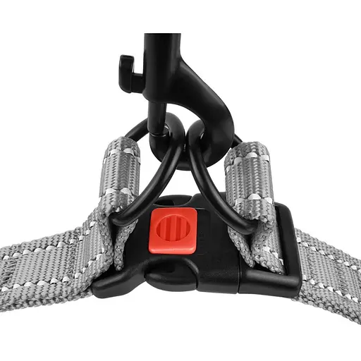 Шлея для собак Barksi Active світловідбивна (обхват грудей 40-53 см ширина 1.6 см) сіра - фото 4