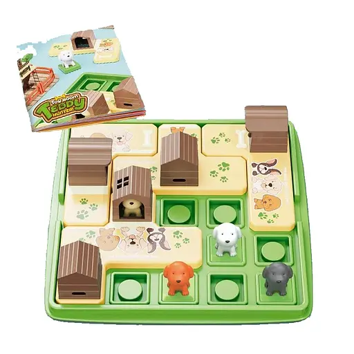 Логическая игра KJ 115 буклет с заданиями, 5 фигурок щенят, игровое полес домиками, в коробке (6967829240052) - фото 1